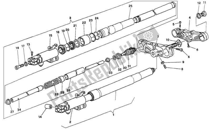Todas las partes para Horquilla Delantera Ajustable de Ducati Supersport 750 SS 1996